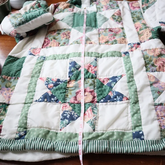 Upcycled Quilt Coat Vintage Handmade Blanket Patchwork Jacket M L XL - Picture 7 of 9
